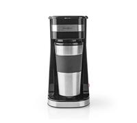 Nedis, Caffettiera con tazza da viaggio da 0,4L 750W, Argento