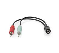 NEDIS Cavo audio stereo, jack da 3,5 mm, 2 connettori da 3,5 mm, placcati in oro, 0,12 m, rotondo, nero, scatola