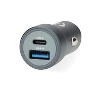 Nedis Caricabatteria da auto, doppia porta da 38 W, caricatore rapido USB-C PD3.0 e USB-A QC3.0, PPS, alimentazione, selezione automatica della tensione, 12-24 V per auto e camion, grigio scuro