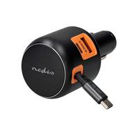 Nedis, Caricabatterie Auto 60W con Cavo Retrattile USB-C e Porte USB