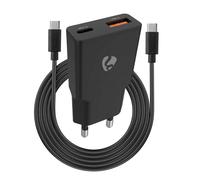 Nedis, Caricabatterie da Muro GaN 20W USB-C Power Delivery e USB-A con Cavo