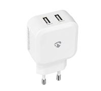 Nedis, Caricatore 24W 2 Porte USB-A 2.4A Veloce Smartphone e Tablet, Bianco