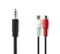Nedis, Cavo adattatore audio da jack 3,5 mm a 2 RCA femmina 20 cm, Nero