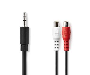 Nedis, Cavo adattatore audio da jack 3,5 mm a 2 RCA femmina 20 cm, Nero