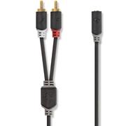 Nedis, cavo audio con doppio connettore RCA e connessione jack da 3,5 mm 0,2 m, grigio antracite