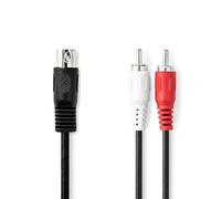 NEDIS Cavo audio DIN, spina DIN 5 pin, 2 connettori RCA, nichelato, 1 m, rotondo, PVC, nero, sacchetto di plastica