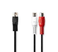 NEDIS Cavo audio DIN | spina DIN 5 pin | 2 x RCA femmina | nichelato | 0,20 m | rotondo | PVC | nero | sacchetto di plastica