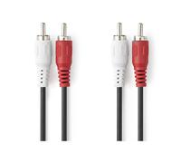 Nedis, Cavo audio stereo 2 RCA maschio-maschio 2m Connessione stabile, Nero