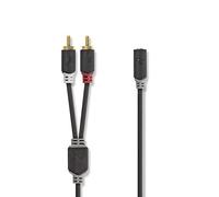 NEDIS Cavo Audio Stereo | 2X Maschio RCA | 3,5 mm Femmina | Placcato Oro | 1.00 m | Tondo | Antracite | Scatola 1.00 m Antracite