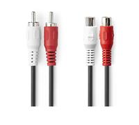 Nedis, Cavo audio stereo 2x RCA maschio-femmina 5m Connessione stabile, Nero