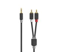 NEDIS - Cavo audio stereo - 3,5 mm maschio - RCA maschio - placcato oro - 10 m - rotondo - PVC - antracite