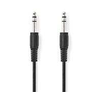 NEDIS Cavo audio stereo, connettore da 6,35 mm, connettore da 6,35 mm, nichelato, 2,00 m, rotondo, nero, sacchetto di plastica