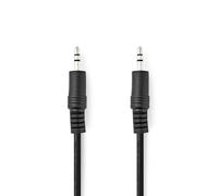 NEDIS Cavo audio stereo, spina da 3,5 mm, spina da 3,5 mm, nichelato, 0,50 m, rotondo, nero, sacchetto di plastica