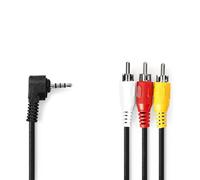 NEDIS Cavo audio video - connettore 3,5 mm - 3 connettori RCA - nichelato - 2 m - rotondo - PVC - nero