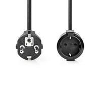 Nedis Cavo di alimentazione - Spina di contatto di protezione - Presa di contatto di protezione - Dritto - Nichelato - 3 m - Rotondo - PVC - Nero - Etichetta