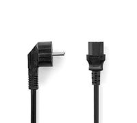 Nedis Cavo di alimentazione | Spina Standard Tedesco | IEC-320-C13 | Angolato | Dritta | Placcato nickel | 2.00 m | Tondo | PVC | Nero | Blister 2.00 m Nero