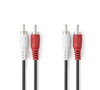 NEDIS Cavo di collegamento RCA audio stereo con 2 connettori RCA a 2 cavi audio doppi, rosso e bianco, lunghezza: 5 m