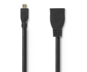 Nedis Cavo di prolunga HDMI ad alta velocità con Ethernet HDMI Micro maschio - HDMI femmina 0,2 m nero