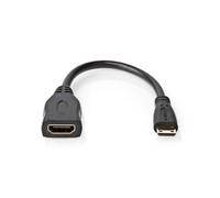 NEDIS Cavo HDMI ad alta velocità con Ethernet, connettore HDMI™ Mini maschio | 4K@30Hz | 10.2 Gbps | 0.20 m | rotondo | PVC | nero | scatola