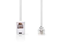 NEDIS Cavo prolunga RJ11 per telecomunicazioni, design piatto, RJ11 maschio a femmina, 10 m, bianco
