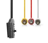 NEDIS Cavo SCART - connettore SCART - 3 connettori RCA - nichelato - commutabile - 480p - 2.00 m - rotondo - PVC - etichetta