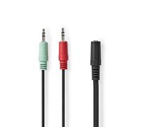 Nedis, Cavo splitter audio con jack stereo da 20 cm, 2 connettori di ingresso