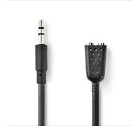 Nedis, Cavo splitter audio jack stereo 20 cm 2 connettori di uscita, Nero
