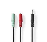 Nedis, Cavo splitter audio jack stereo 20 cm 2 connettori di uscita, Nero