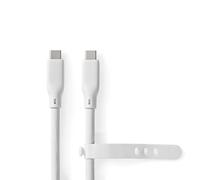 Nedis Cavo USB 3.2 Gen 2, spina USB-C, 240 W, 8K@30Hz, 20 Gbps, nichelato, 100 m, rotondo in silicone, bianco