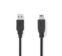 NEDIS Cavo USB - USB 2.0 - Connettore USB-A - USB Mini-B 5 pin maschio - 480 Mbps - Nichelato - 3.00 m - Rotondo - PVC - Nero - Etichetta