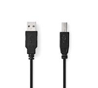 NEDIS Cavo USB | USB 2.0 | spina USB-A | connettore USB B | 10 W | 480 Mbps | nichelato | 0,50 m | rotondo | PVC | nero | etichetta