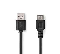 NEDIS Cavo USB | USB 2.0 | spina USB-A | presa USB-A | 480 Mbps | nichelato | 1.00 m | rotondo | PVC | nero | etichetta