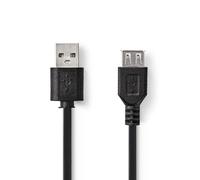NEDIS Cavo USB | USB 2.0 | spina USB-A | presa USB-A | 480 Mbps | nichelato | 2.00 m | rotondo | PVC | nero | etichetta
