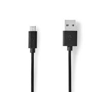 NEDIS Cavo USB | USB 2.0 | spina USB-A | USB Micro B maschio | 480 Mbps | 10 W | nichelato | 1.00 m | rotondo | PVC | nero | sacchetto di plastica