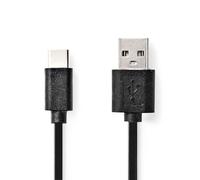 NEDIS Cavo USB | USB 2.0 | spina USB-A | USB Type-C ™ maschio | 480 Mbps | 15 W | nichelato | 2.00 m | rotondo | PVC | nero | sacchetto di plastica