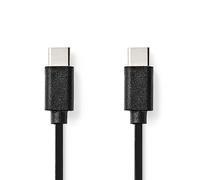 NEDIS Cavo USB | USB 2.0 | USB Type-C ™ maschio | USB Type-C ™ maschio | 480 Mbps | 60 W | nichelato | 1.00 m | rotondo | PVC | nero | sacchetto di plastica