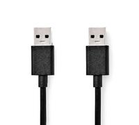 NEDIS Cavo USB - USB 3.2 Gen 1 - Connettore USB-A - Connettore USB-A - 5 Gbps - Nichelato - 100 m - Rotondo - PVC - Nero - Scatola