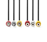 NEDIS Cavo video composito - 3 x RCA maschio - 3 x jack RCA - nichelato - 480p - 2.00 m - rotondo - PVC - nero - etichetta