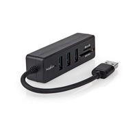 Nedis Hub USB, spina USB-A, 3 prese USB A, 5 porte, USB 3.2 Gen 1, alimentazione tramite USB, 5 Gbps, SD e microSD