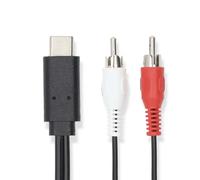 Nedis CCGL64240BK10 cavo audio 1 m 2 x RCA USB Tipo-C Nero - Nouvo