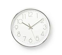 N CLWA015PC30SR - Orologio da parete, diametro: 300 mm, plastica, argento/bianco