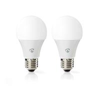 Nedis, Confezione da 2 lampadine connesse Wi-Fi LED RGB 9W 806lm E27 in plastica [EEK: F]