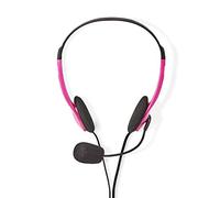 Nedis Cuffie per PC Fascia 2 Connettori da 3,5 mm, Rosa