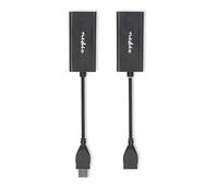 NEDIS Extender USB - USB 2.0-1 x USB-A maschio - 1 x RJ45 femmina - 1 x USB A femmina - 1 x RJ45 femmina - 50 m - 480 Mbps - nichelato - rotondo - PVC - nero - scatola