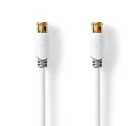 Nedis F Quick - F Quick Cables | F-Maschio Quick | F-Maschio Quick | Placcato oro | 75 Ohm | Doppio schermo | 1.00 m | Tondo | PVC | Bianco | Confezione con finestra 5.00 m 5.00 m