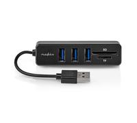 Nedis - Hub USB - 1x USB-A - 3x USB A Female - 5 porte - USB 2.0 - Alimentazione USB - SD e MicroSD