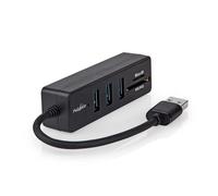 Nedis Hub USB, spina USB-A, 3 prese USB A, 5 porte, USB 3.2 Gen 1, alimentazione tramite USB, 5 Gbps, SD e microSD