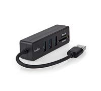 Nedis Hub USB, spina USB-A, 3 prese USB A, 5 porte, USB 3.2 Gen 1, alimentazione tramite USB, 5 Gbps, SD e microSD