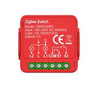 Nedis, Interruttore Connesso Zigbee 3.0 Doppio 2x100W senza Neutro Vocale, Rosso