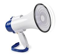 NEDIS MEPH150WT, Megafono Portatile, Megafono Piccolo | Nedis Megafono |Campo aperto fino a: 250 m | 115 dB | Microfono | Sirena integrata | Funzione di registrazione | Bianco / Blu